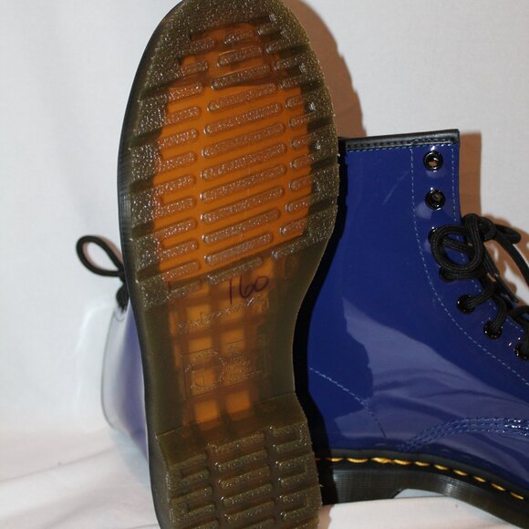 NEW DR. MARTENS WOMEN'S PATENT LEATHER 1460 COMBAT BOOTS BLUE SZ 11‎ - Picture 7 of 7